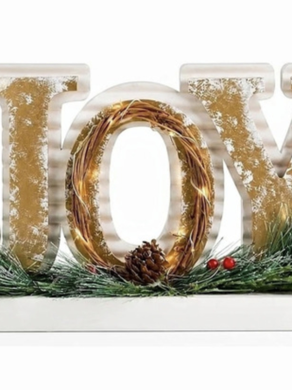 Festive Lighted Wooden JOY Christmas Tabletop Decor | NEW WITH TAGS |